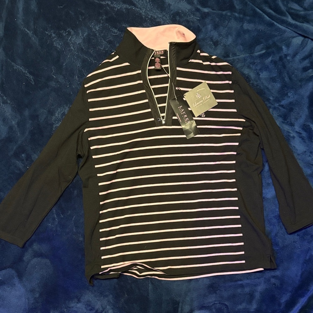 Ralph Lauren Black and Pink Striped Top